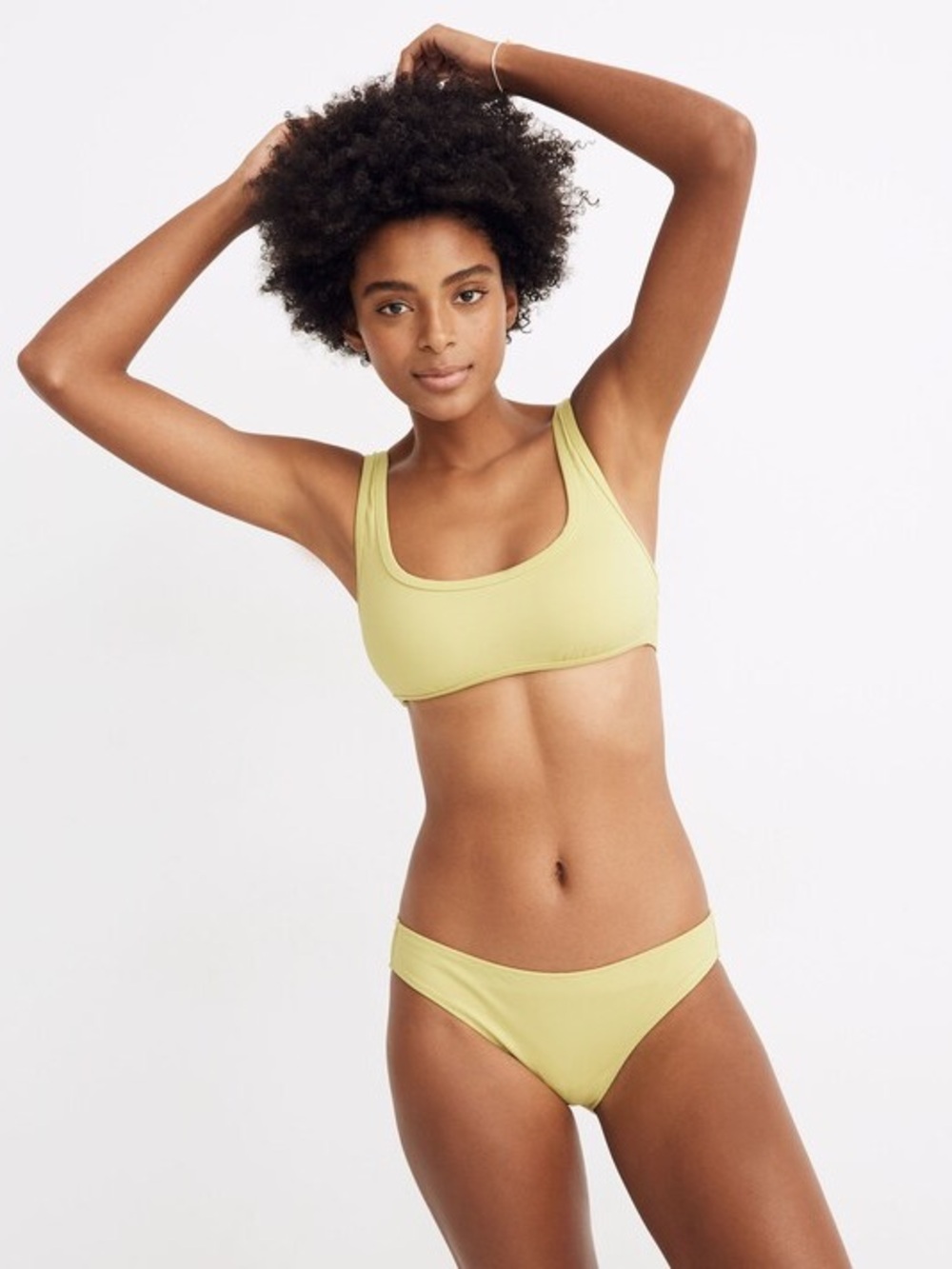 Madewell Second Wave Exotic Pear Ribbed Bikini Top, Size S and Bottom, Size M
